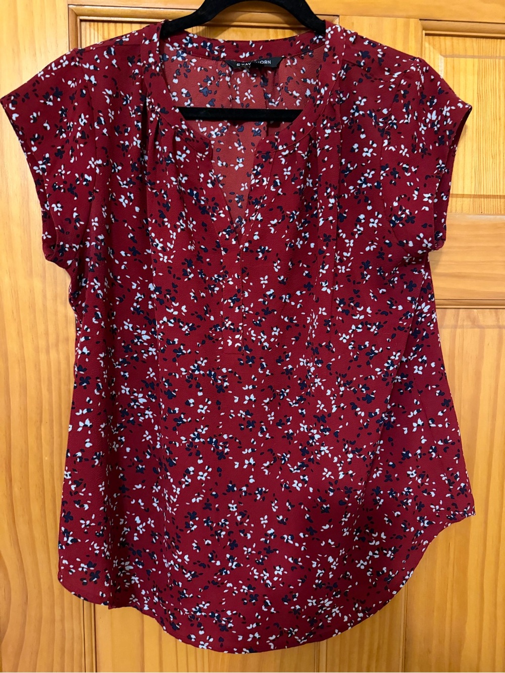 41 Hawthorn Red Floral Short-Sleeve Blouse